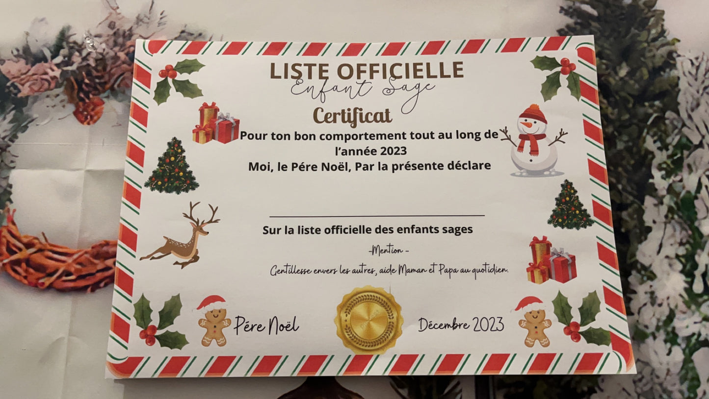 Certificat de noël